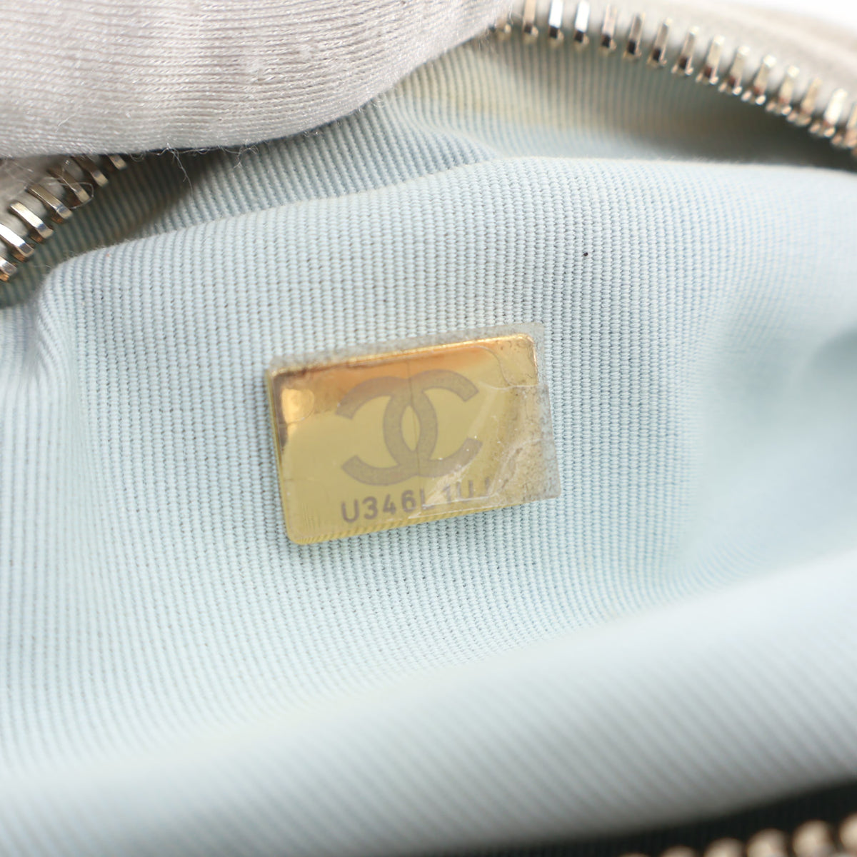 Pre-Owned Chanel Case Mini Lambskin My Perfect Camera, interior label and date code