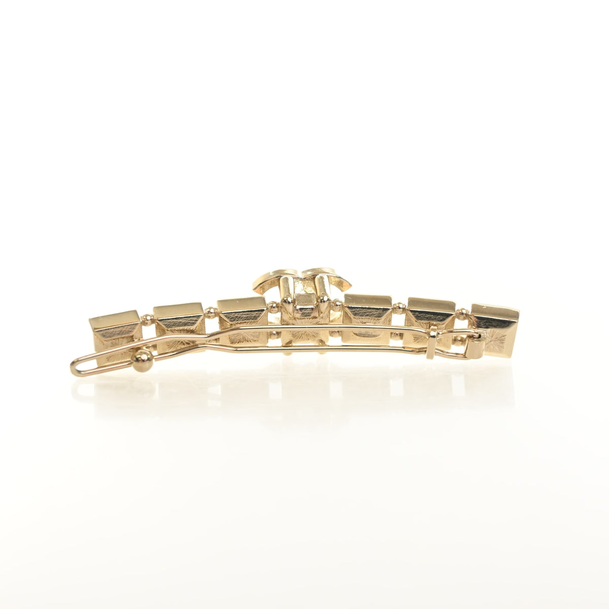 Pre-Owned Chanel Crystal CC Barret, gold hardware close-up, photo 5 of 5