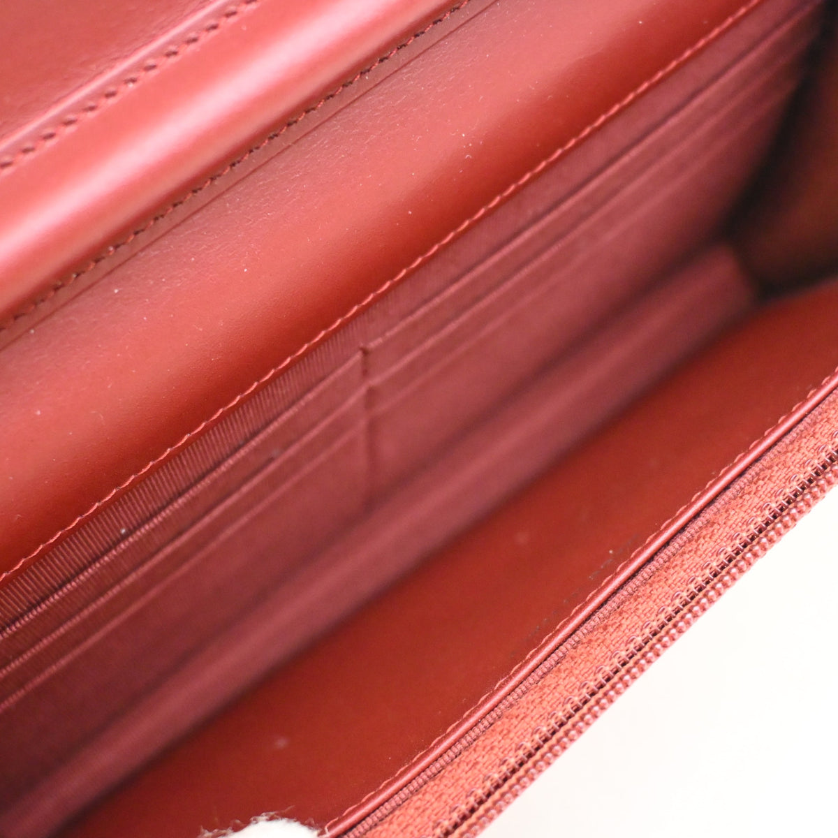 Pre-Owned Chanel Wallet On Chain Patent Leather Classic WOC, open interior with lining, photo 12 of 14