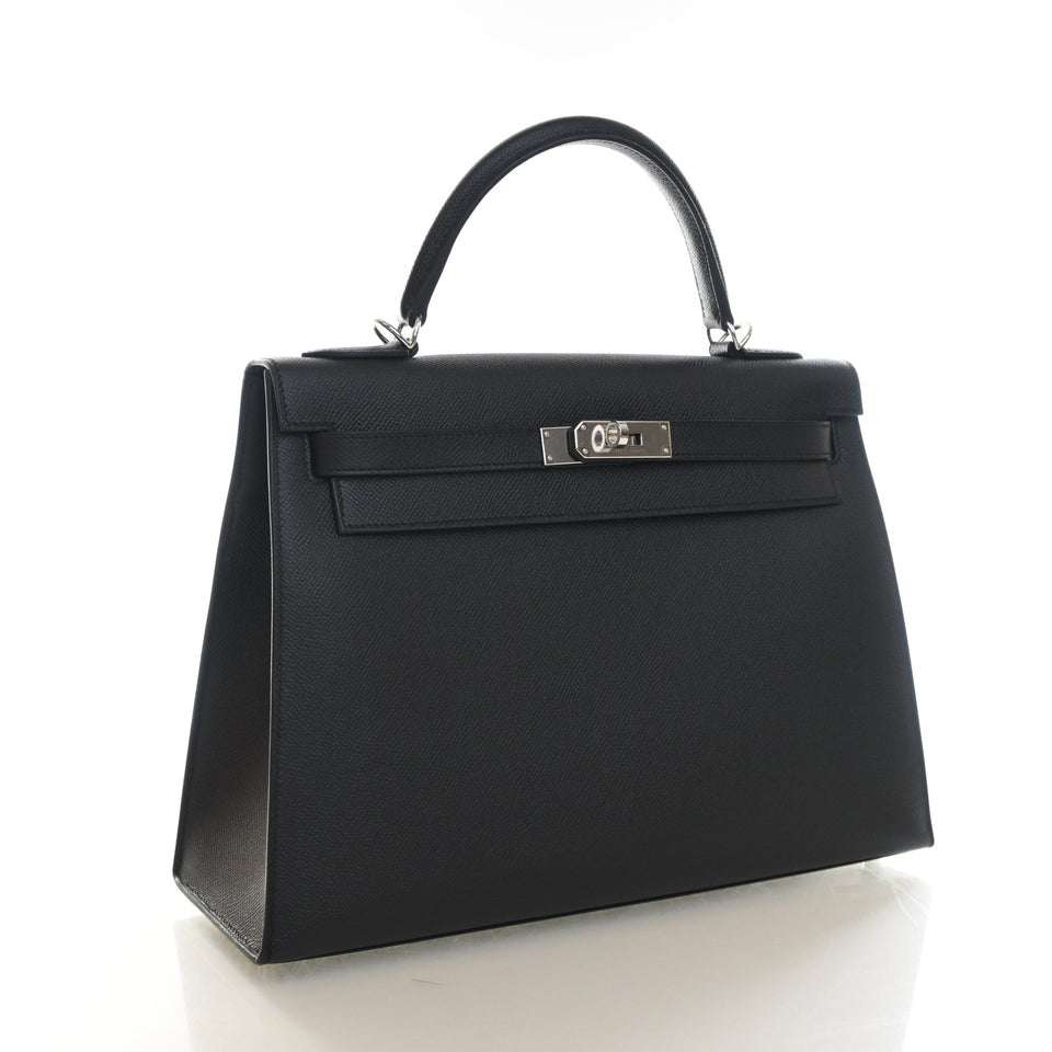 Hermes Noir Epsom Sellier Kelly 32