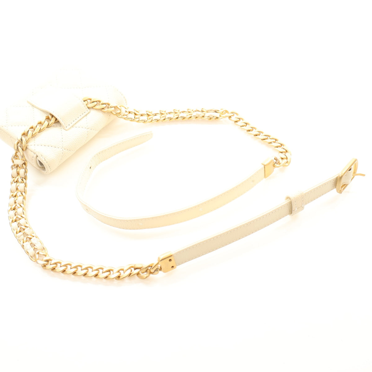 Pre-Owned Chanel Belt Bag Caviar Leather, strap and chain detail