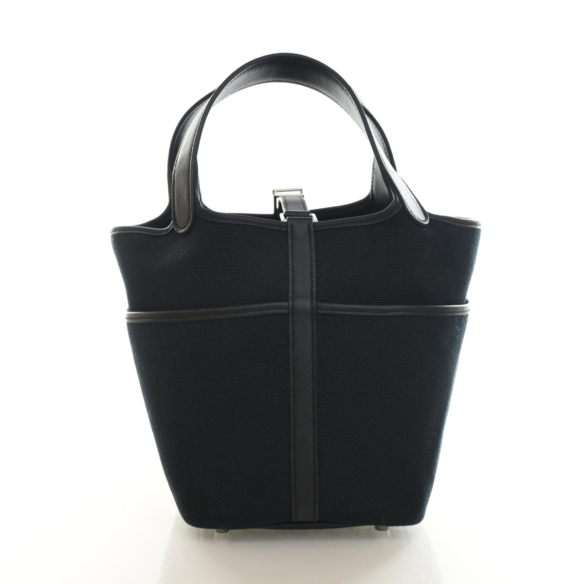 Pre-Owned Hermès Picotin Lock 18 Noir Toile Cargo, front view