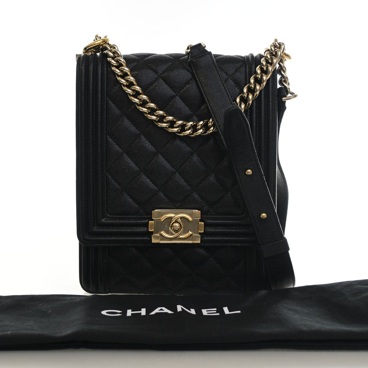 Pre-Owned Chanel Boy Bag Caviar Leather North South, front view, photo 14 of 15