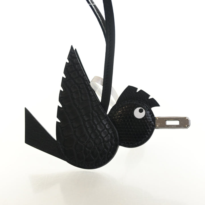 Hermes Black Alligator/Lizard Birdy Charm