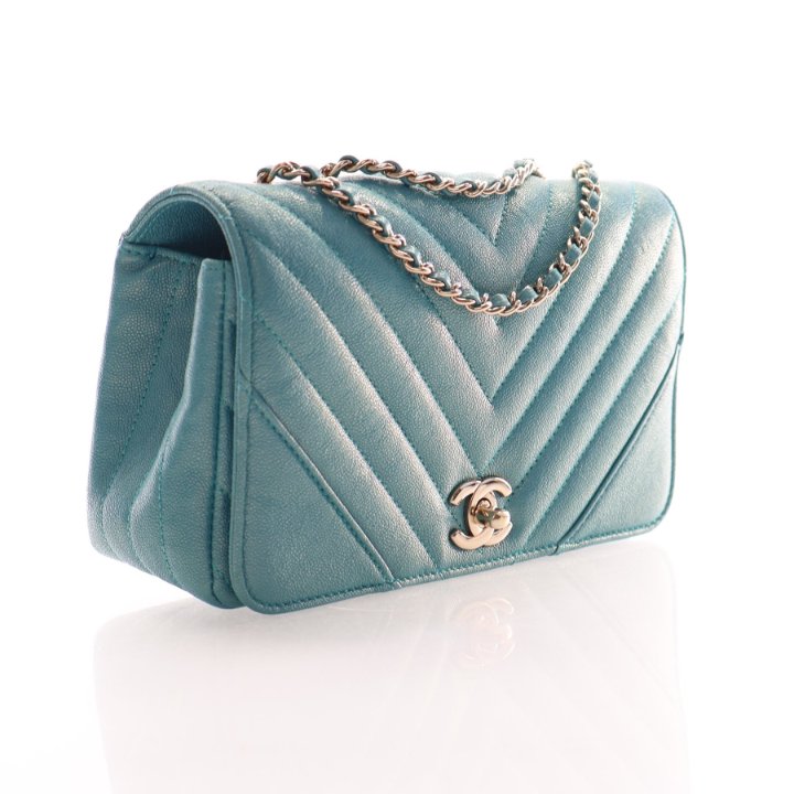 Chanel Mini Caviar Iridescent Chevron Statement Flap Bag