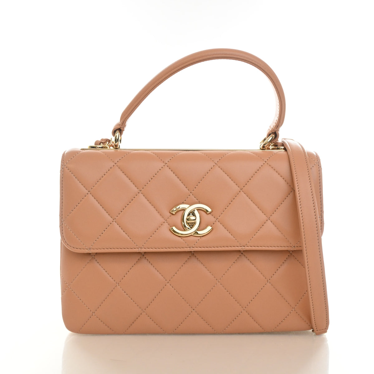 Pre-Owned Chanel Top Handle Small Lambskin Trendy CC Bag, front view, authenticated at Luxe Du Jour