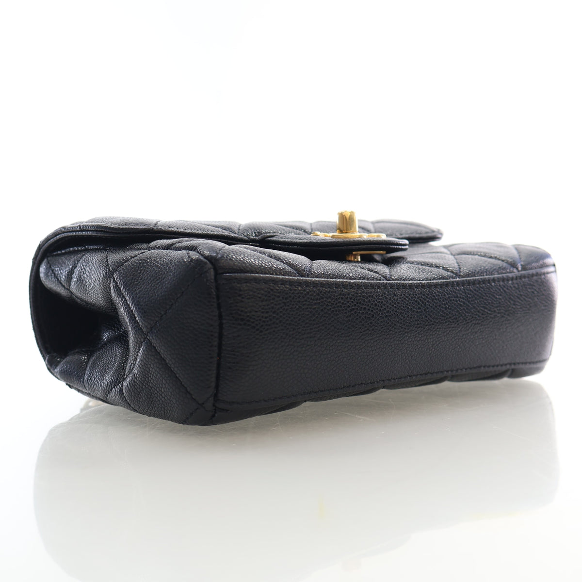 Pre-Owned Chanel Flap Bag Mini Caviar Leather Classic Single, base and feet view