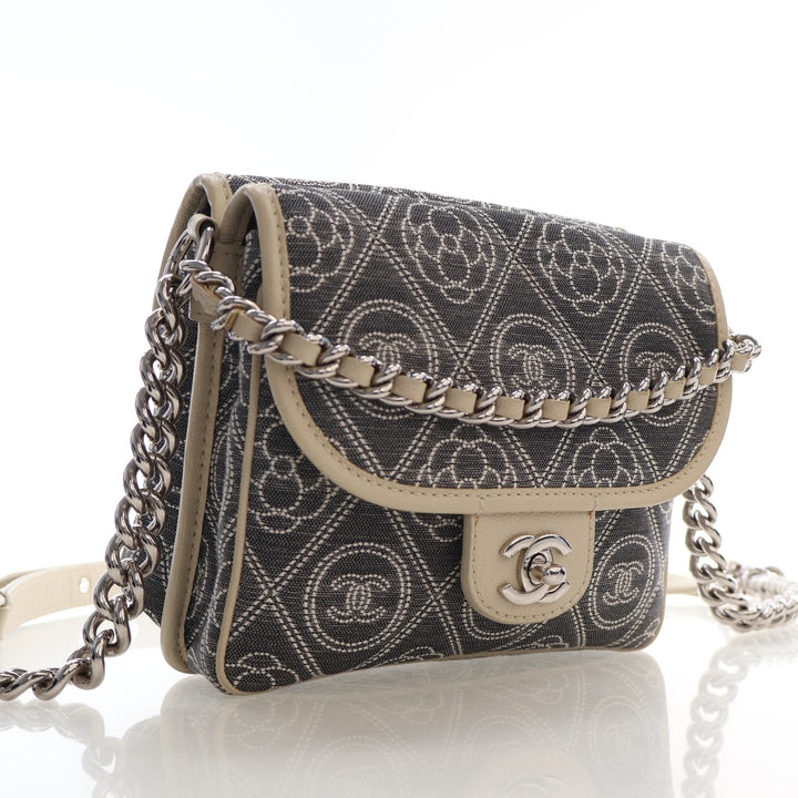 Chanel Camellia Printed Canvas Double Side Flap Bag