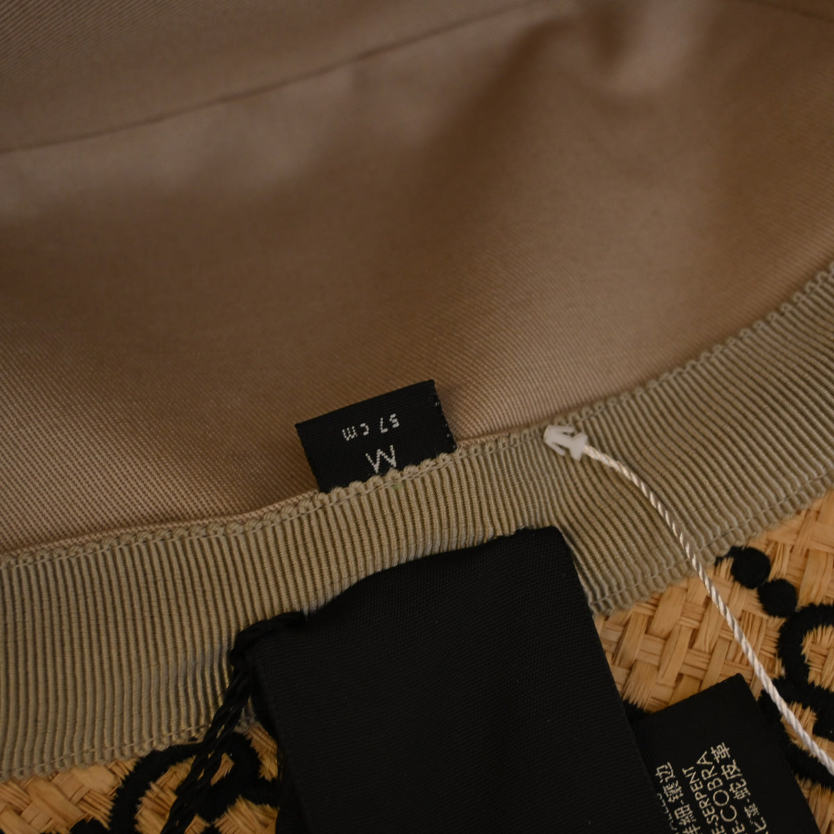 Pre-Owned Gucci Hat Raffia Elaphe Interlocking GG Fedora, interior label and date code, photo 8 of 8