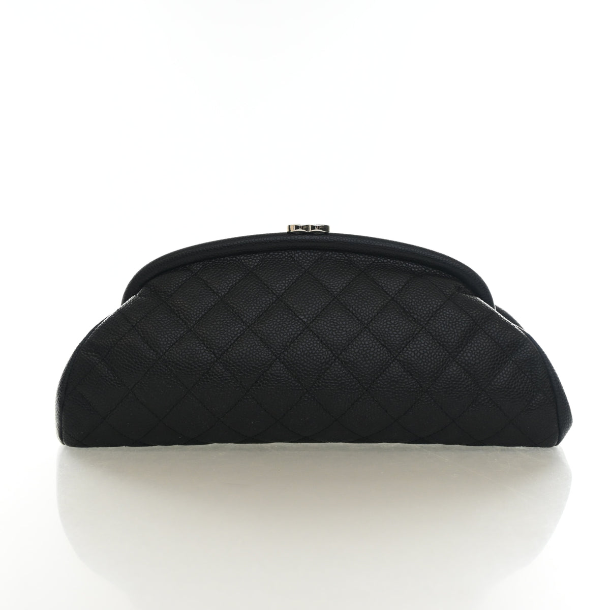 Pre-Owned Chanel Clutch Caviar Leather Timeless, back view, authenticated at Luxe Du Jour