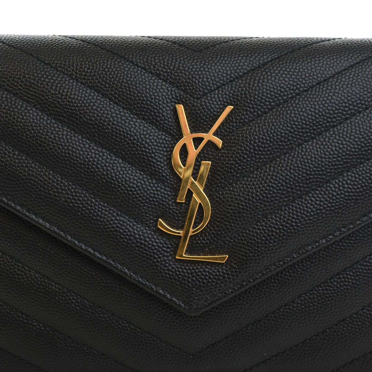 Pre-Owned Saint Laurent Chain Wallet Calfskin Cassandre Envelope, logo detail