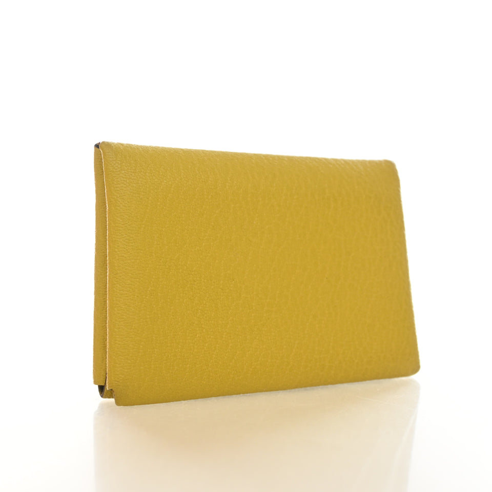 Hermes Jaune De Naples Calvi Duo Card Holder