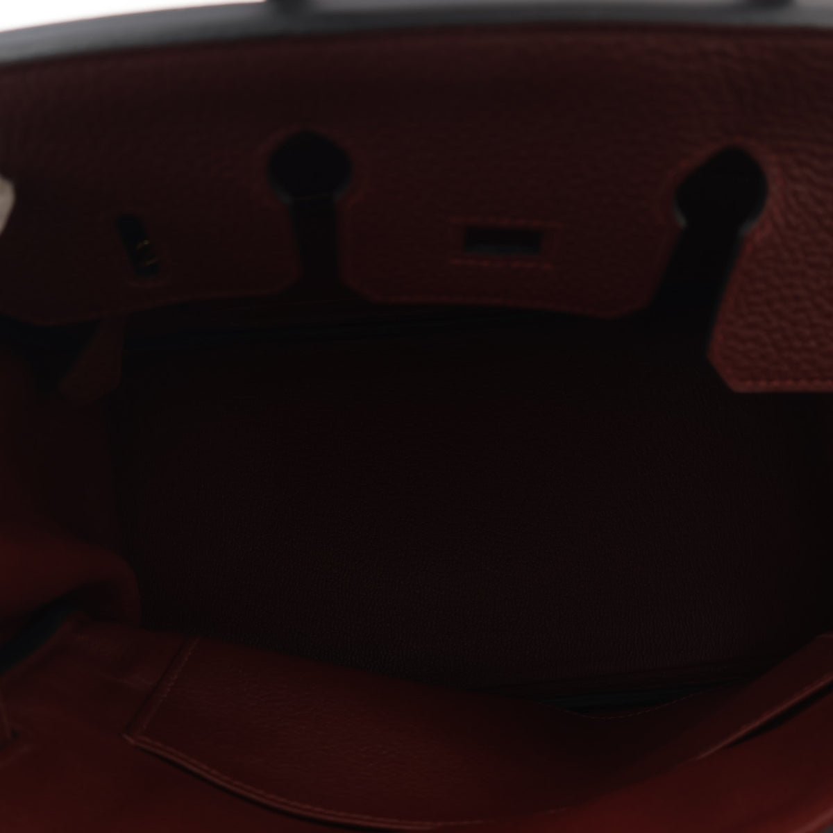 Pre-Owned Hermès Birkin 25 Bordeaux Togo Leather, open interior with lining