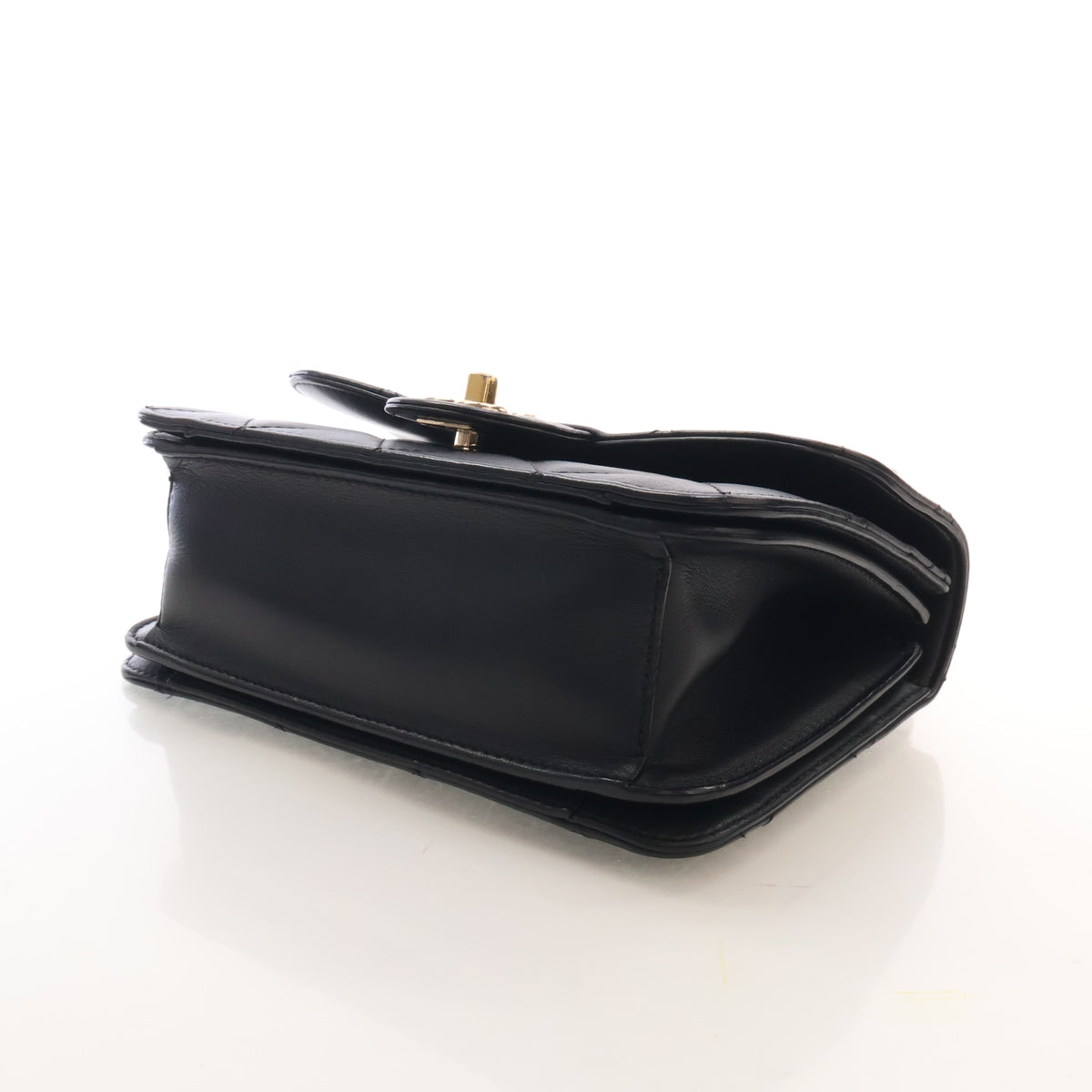 Pre-Owned Chanel Top Handle Mini Lambskin Flap Bag, side profile, photo 7 of 17