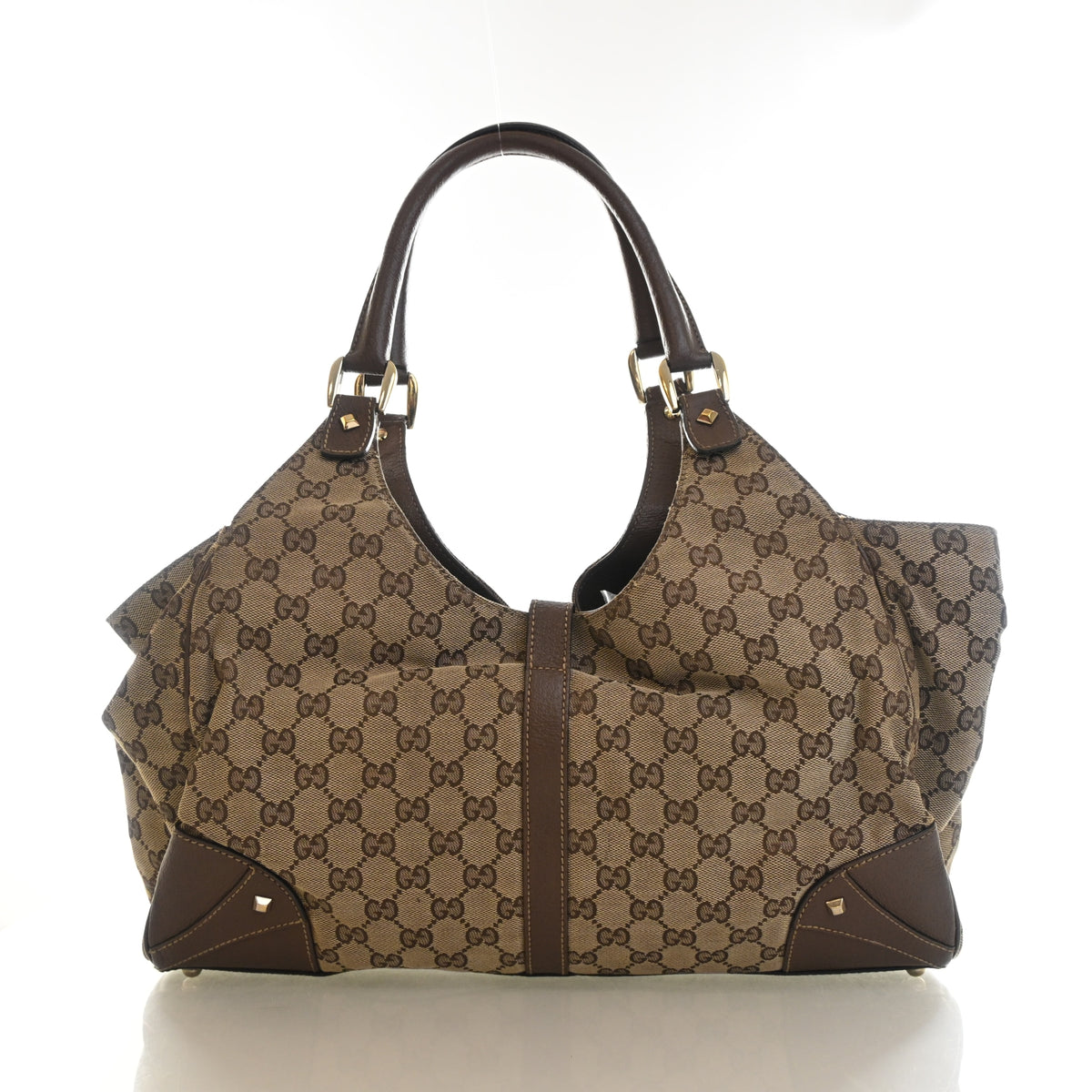 Vintage Gucci Shoulder Bag GG Canvas Jackie Bardot, front view
