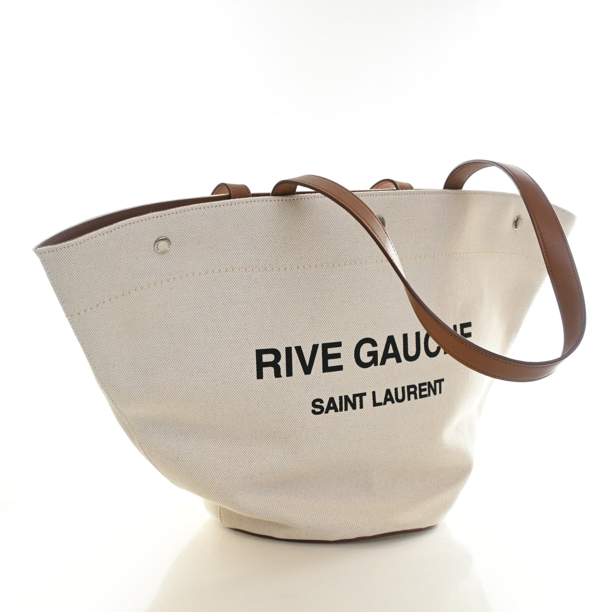 Pre-Owned Saint Laurent Tote Mixed Fibers Rive Gauche Cabas, three-quarter view, authenticated at Luxe Du Jour