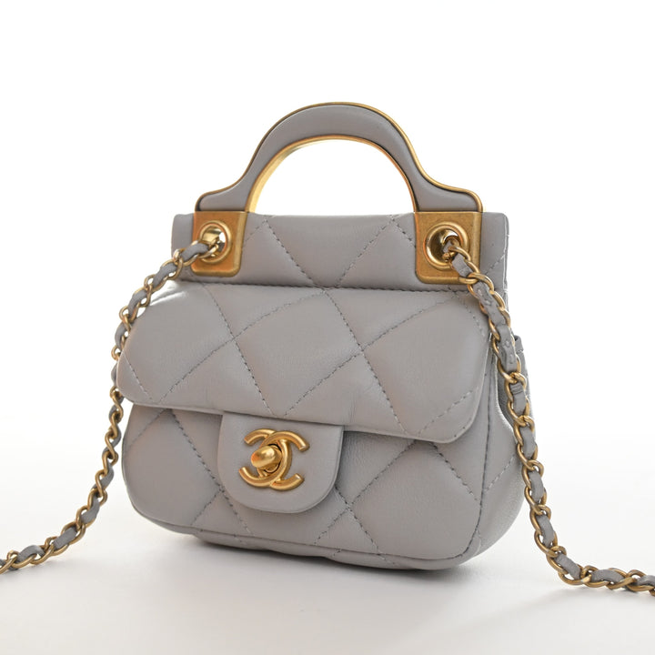 Chanel Lambskin Lady Flap Card Holder With Chain