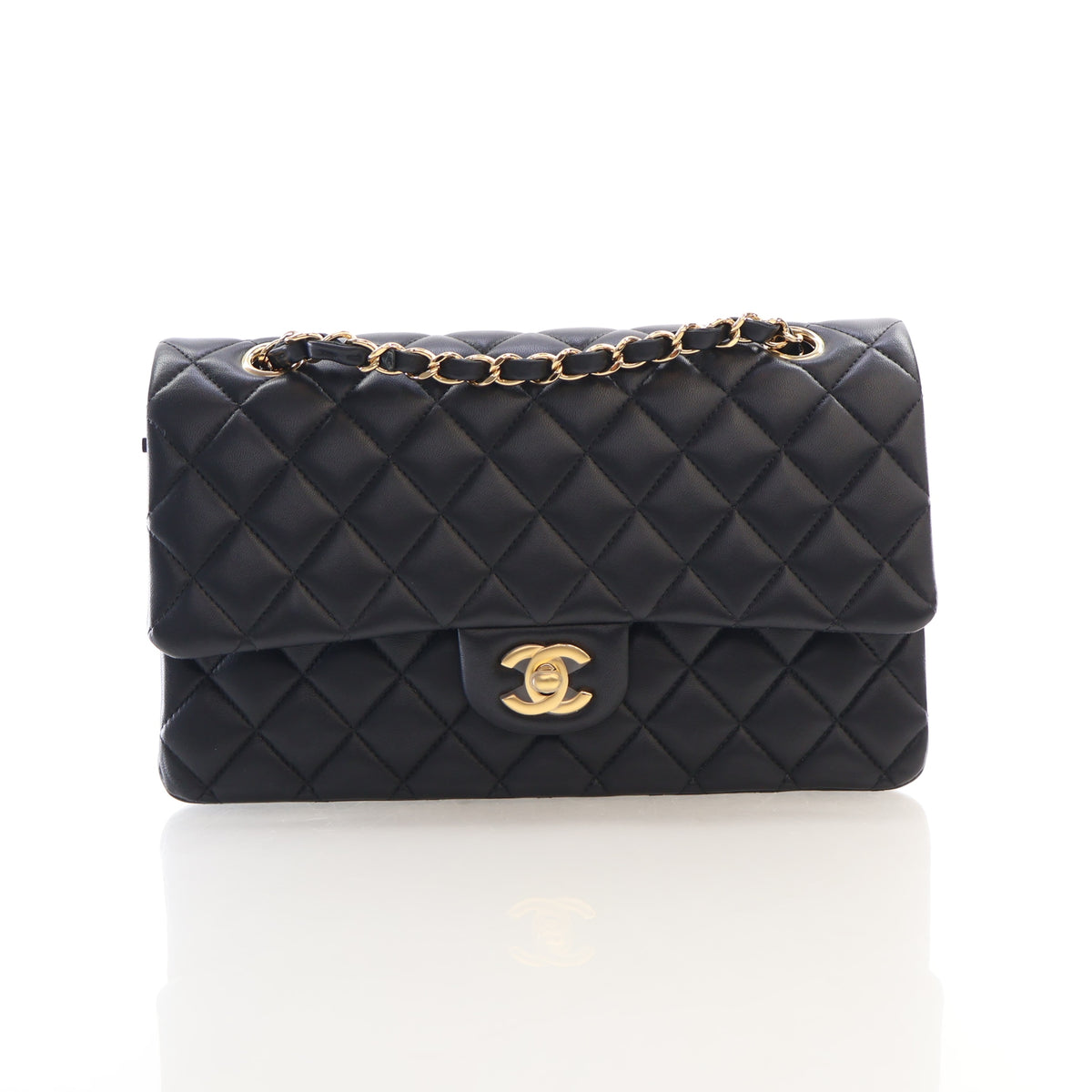 Pre-Owned Chanel Classic Double Flap Medium Lambskin Bag, front view, photo 1 of 20