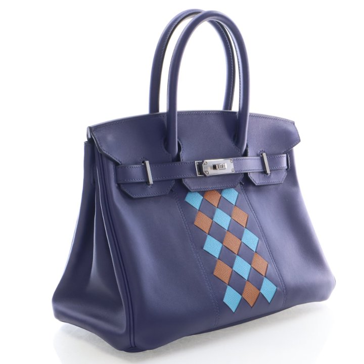 Hermes Blue Encre Evercolor Tressage Birkin 30
