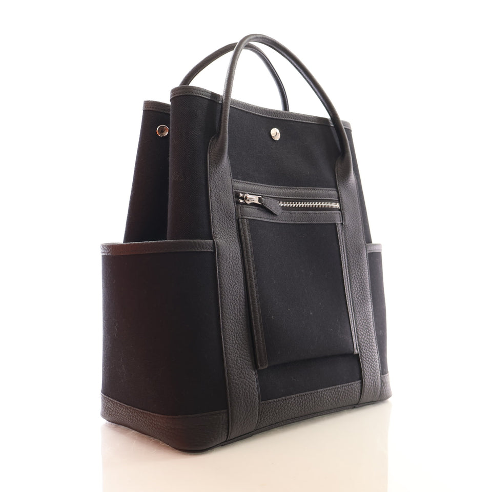 Hermes Noir Toile Garden Party Pockets Vertical Bag