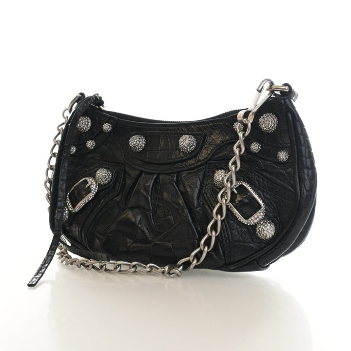 Balenciaga Mini Crocodile Embossed Arena Crystal Le Cagole