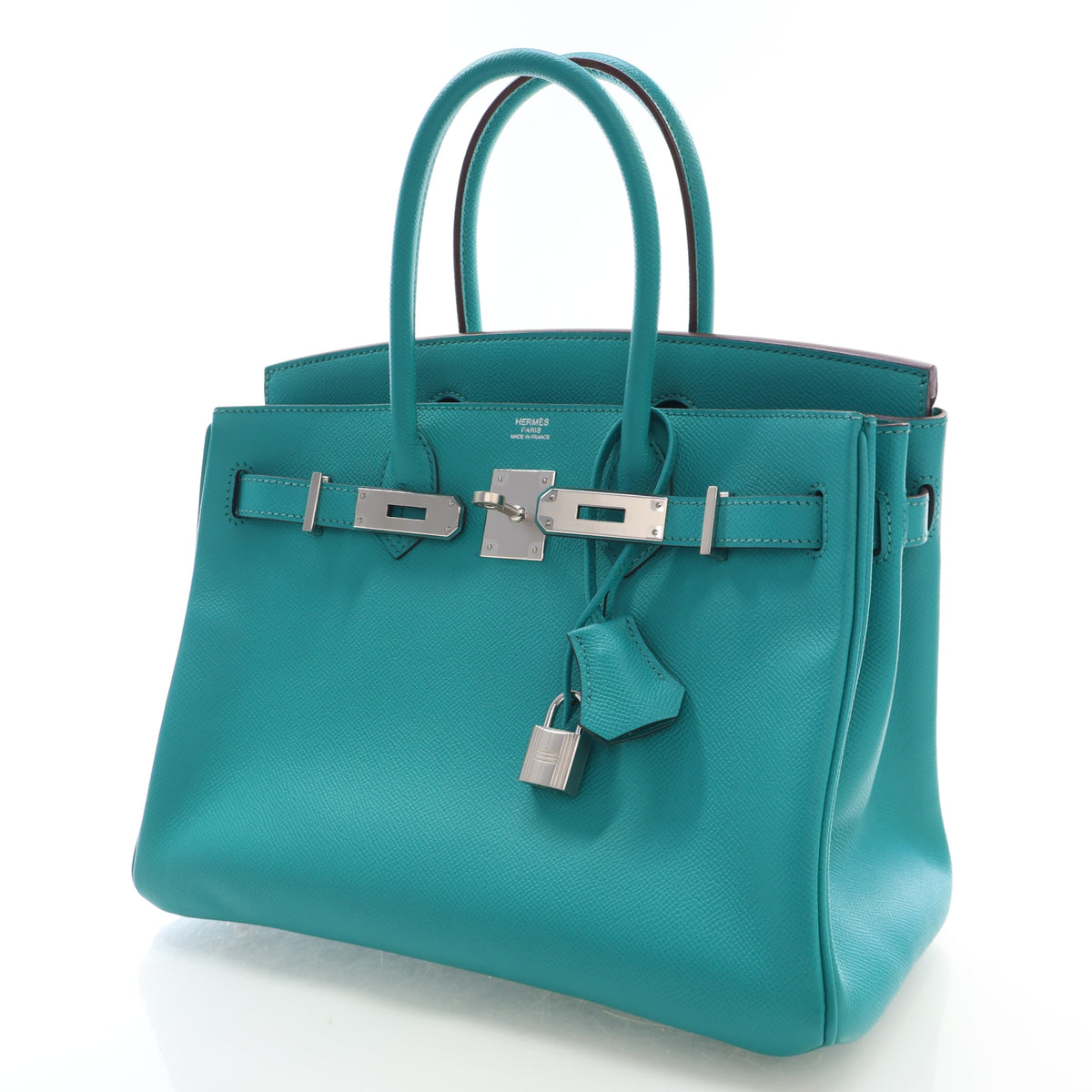 Pre-Owned Hermès Birkin 30 Bleu Paon Epsom Leather, front view, photo 6 of 21