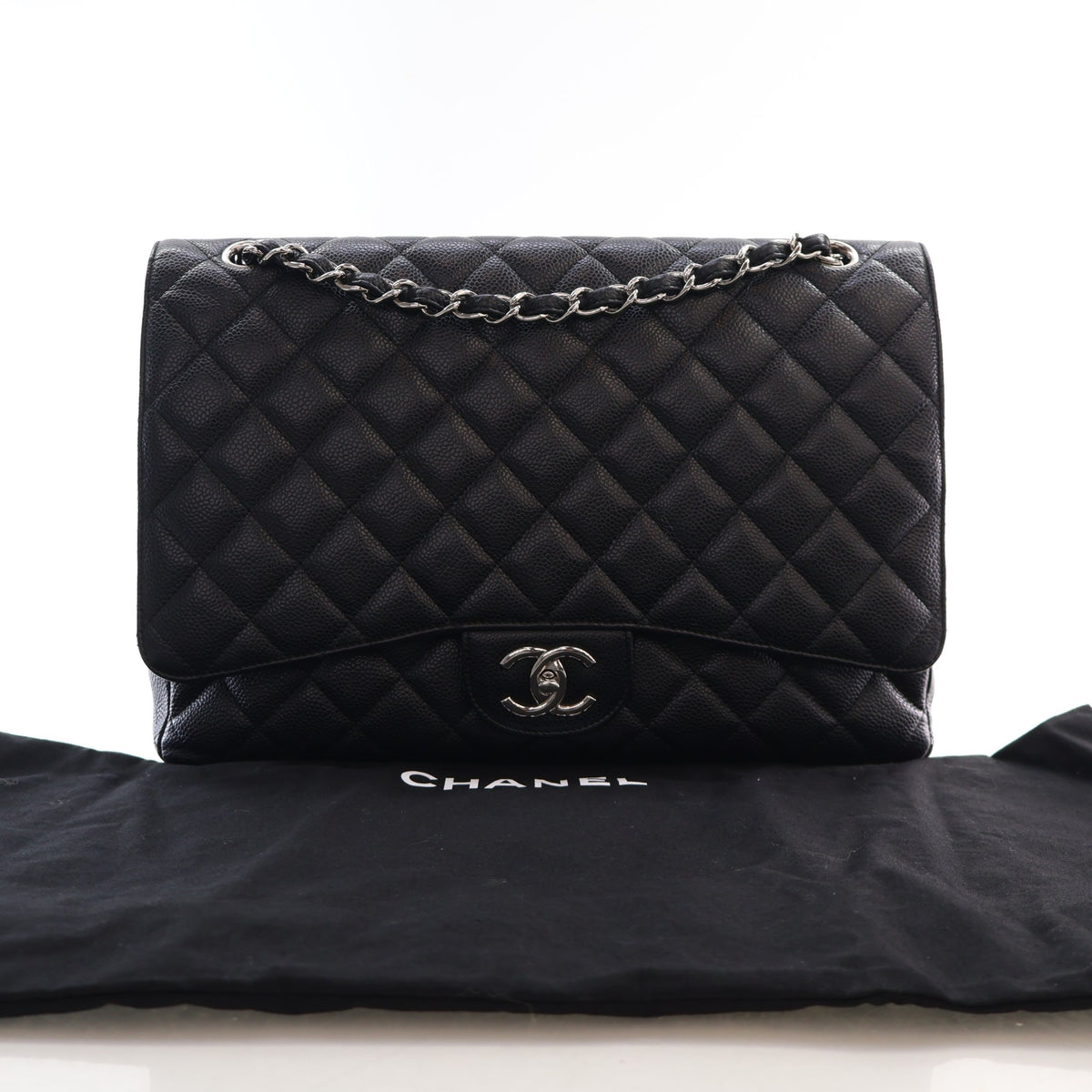 Pre-Owned Chanel Classic Double Flap Maxi Caviar Leather Bag, front view, photo 17 of 17