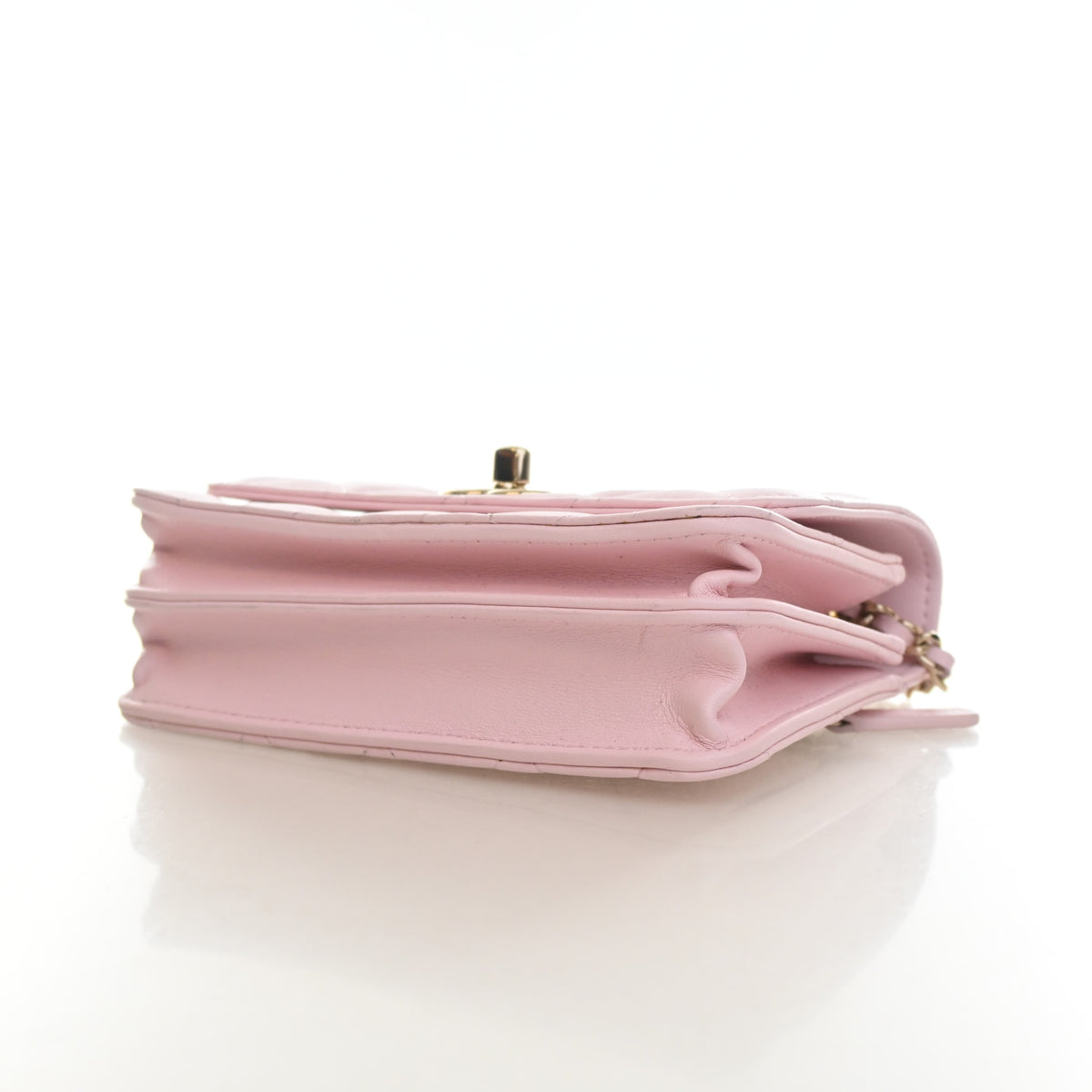 Pre-Owned Chanel Micro Lambskin Trendy CC, base and feet view