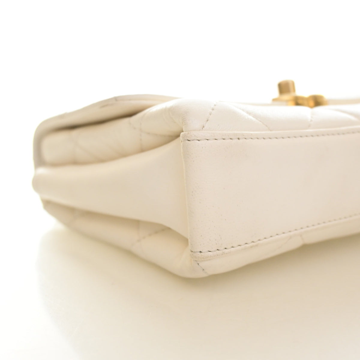 Pre-Owned Chanel Flap Bag Small Lambskin CC Crystal Logo, side view