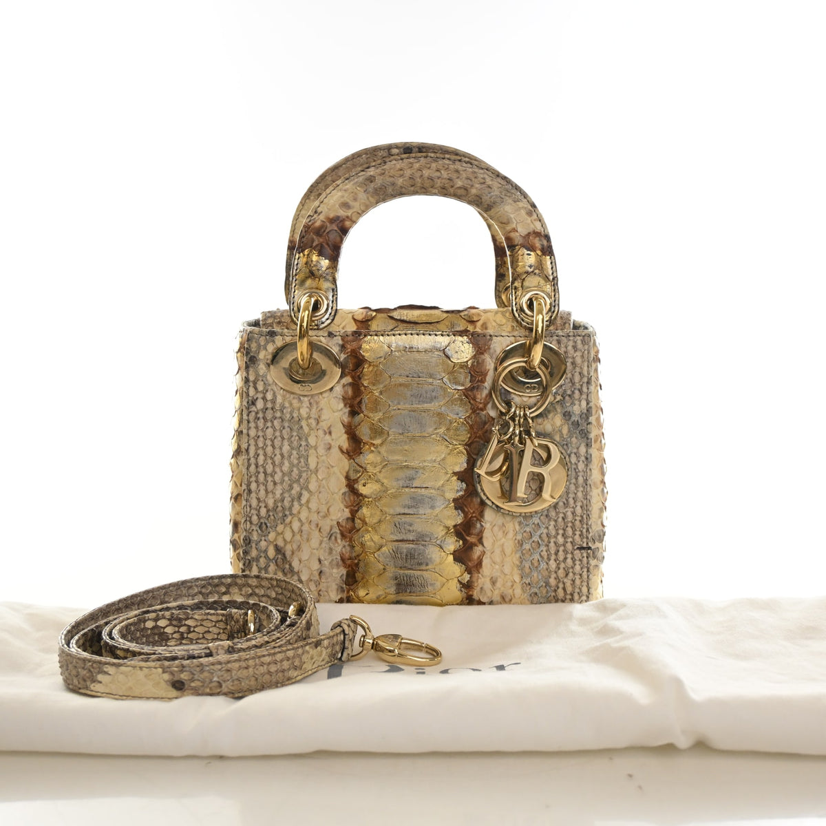 Pre-Owned Christian Dior Lady Dior Mini Python, front view, photo 17 of 17