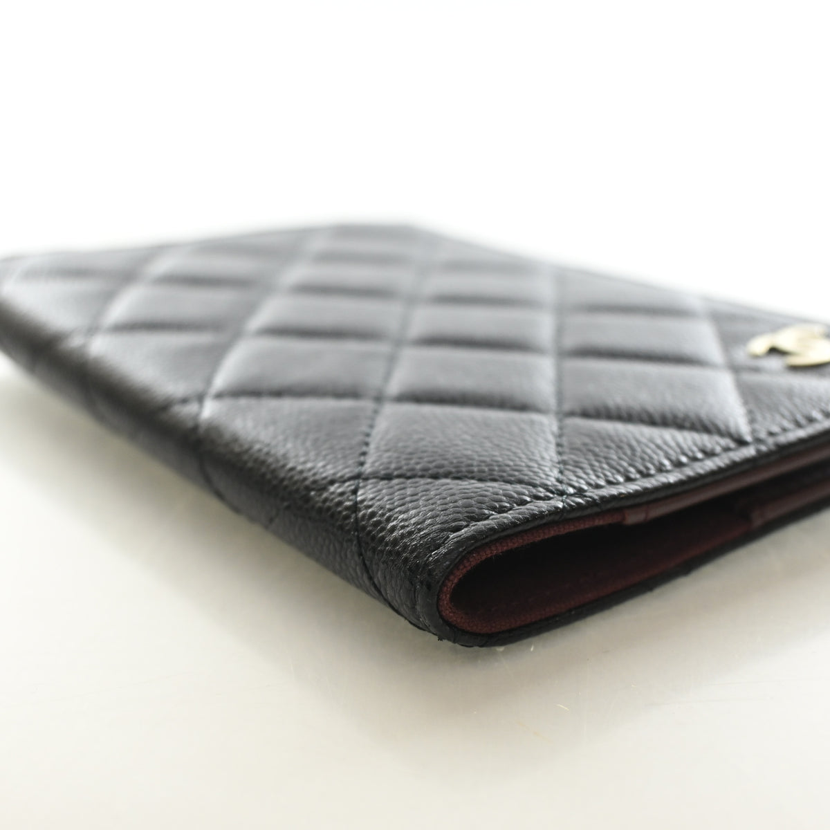 Pre-Owned Chanel Caviar Leather Classic Passport Holder, side view