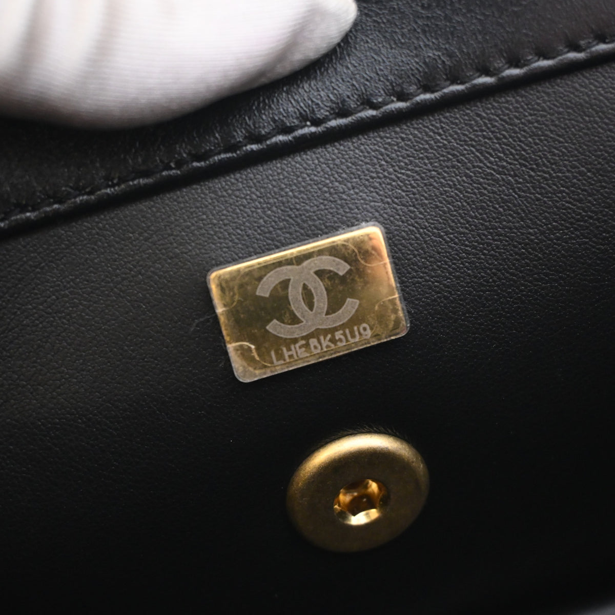 Chanel Medium Lambskin Metal Chain Top Handle Flap Bag, photo 14 of 15