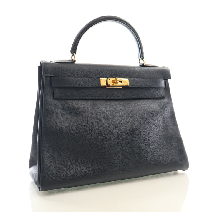 Hermes Vintage Bleu Marine Courchevel Kelly 32