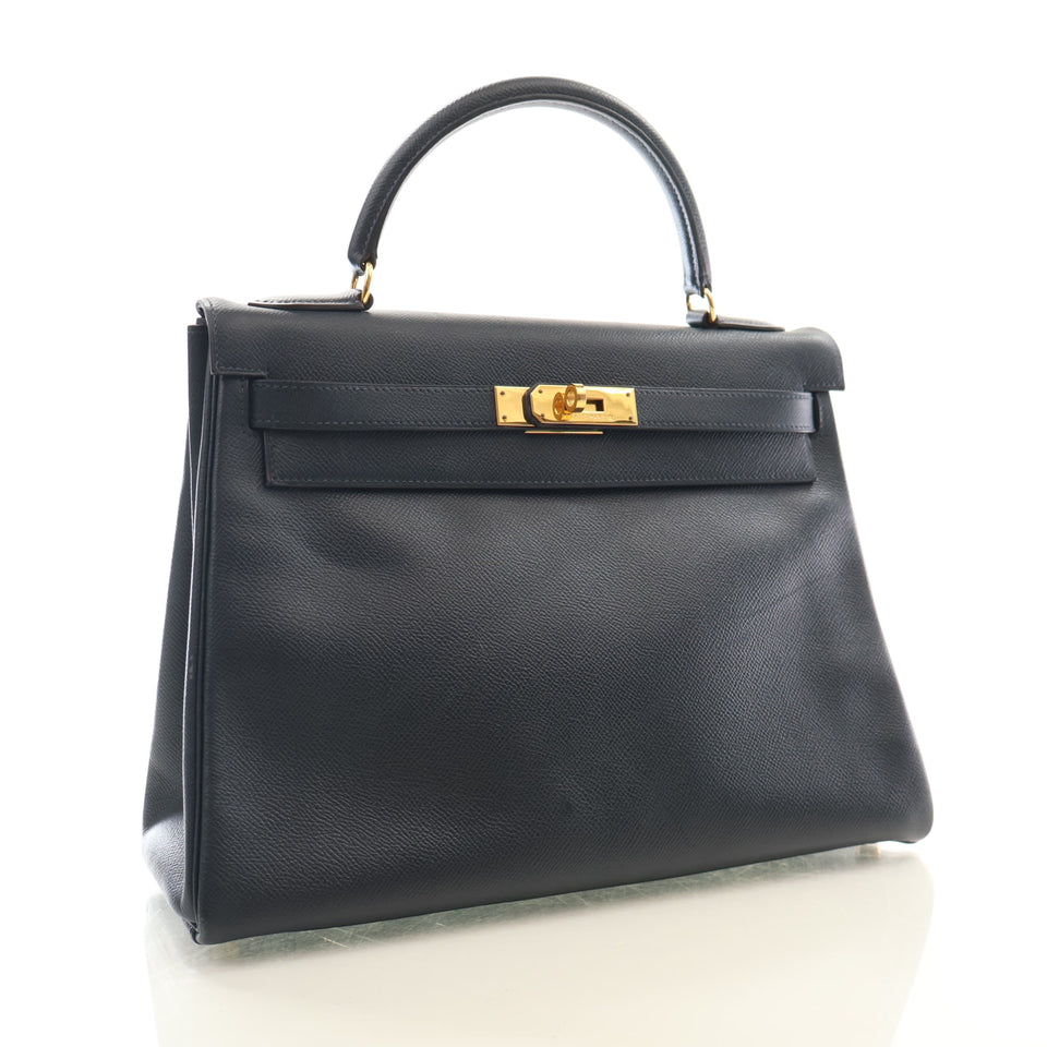 Hermes Vintage Bleu Marine Courchevel Kelly 32
