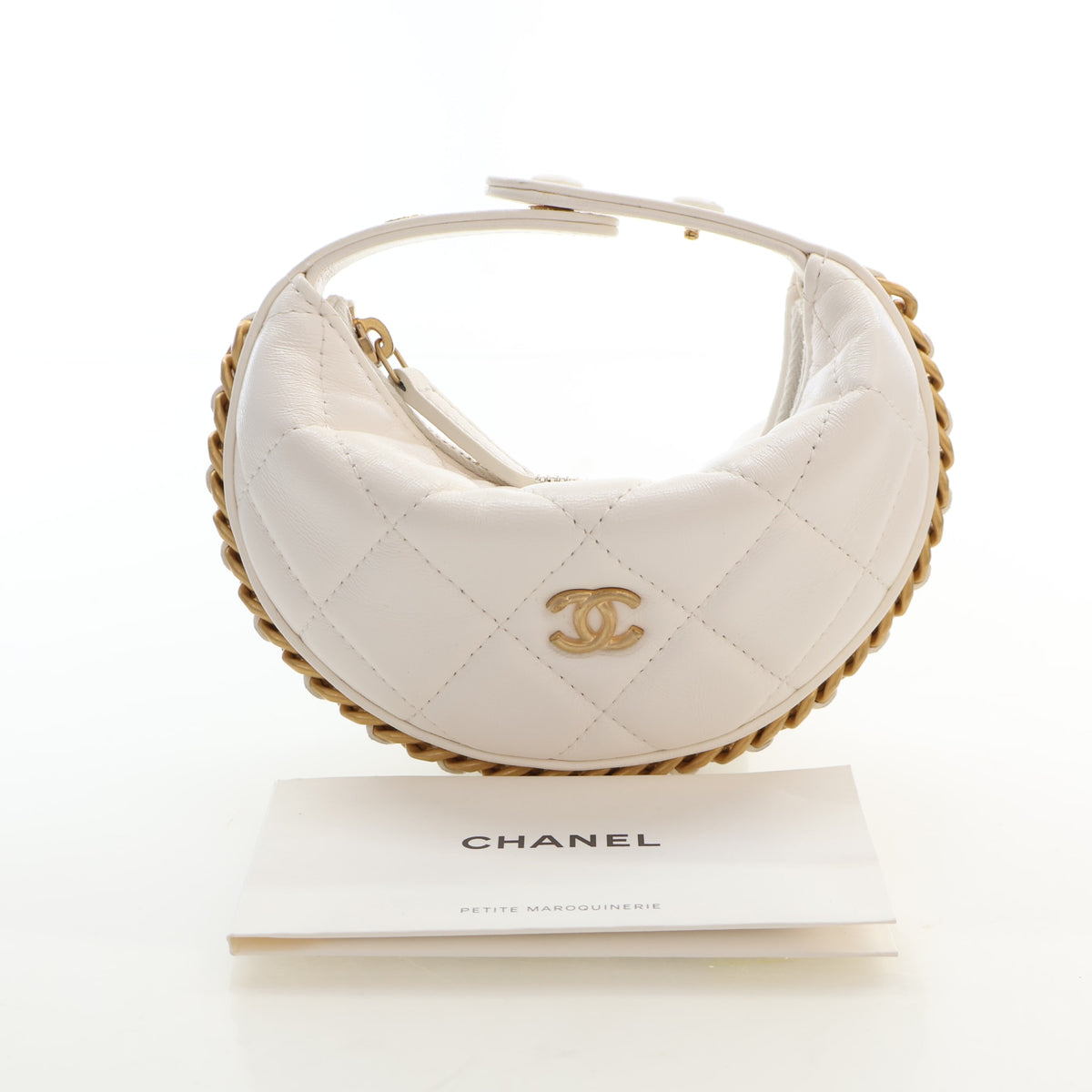 Pre-Owned Chanel Hobo Mini Lambskin Chain Around Pouch Bag, front view, photo 18 of 18