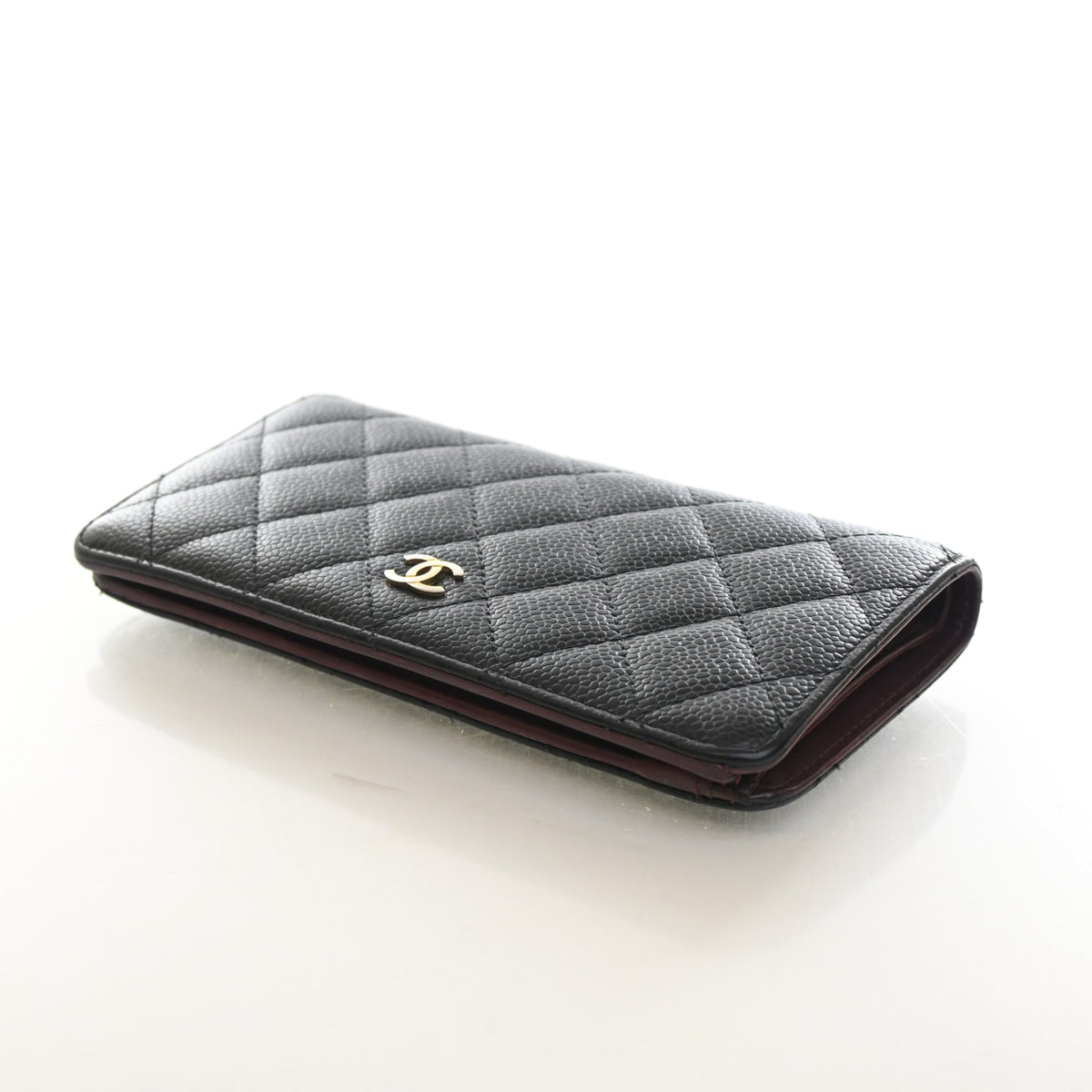 Pre-Owned Chanel Wallet Caviar Leather Long Bi Fold, side view