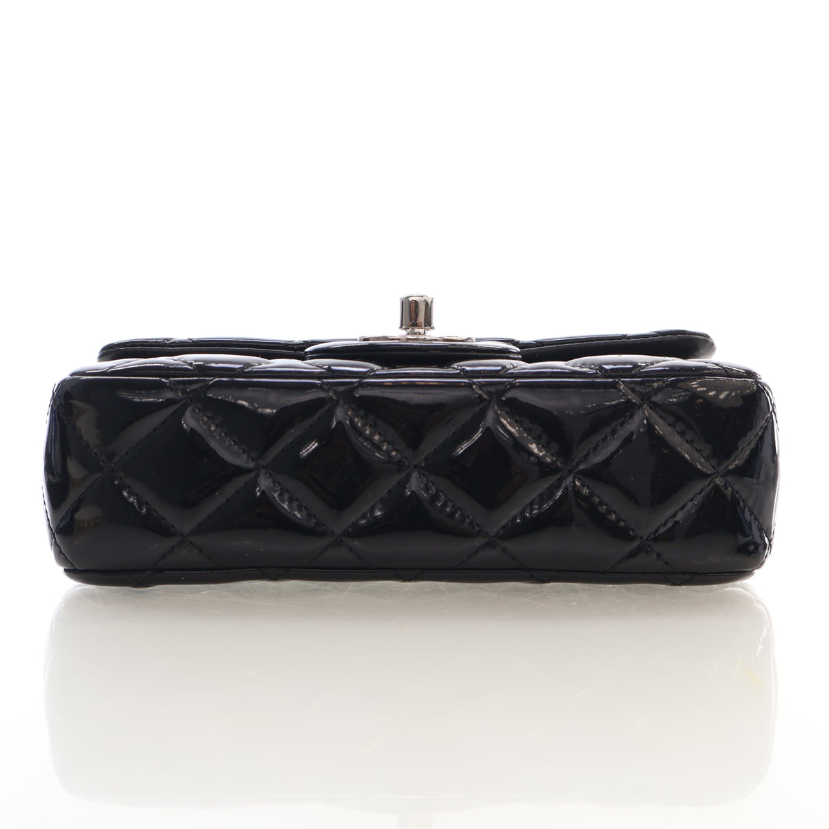 Pre-Owned Chanel Classic Flap Mini Extra Patent Leather Rectangular Bag, base and feet view, photo 9 of 17