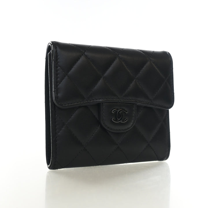 Chanel Lambskin So Black Compact Flap Wallet