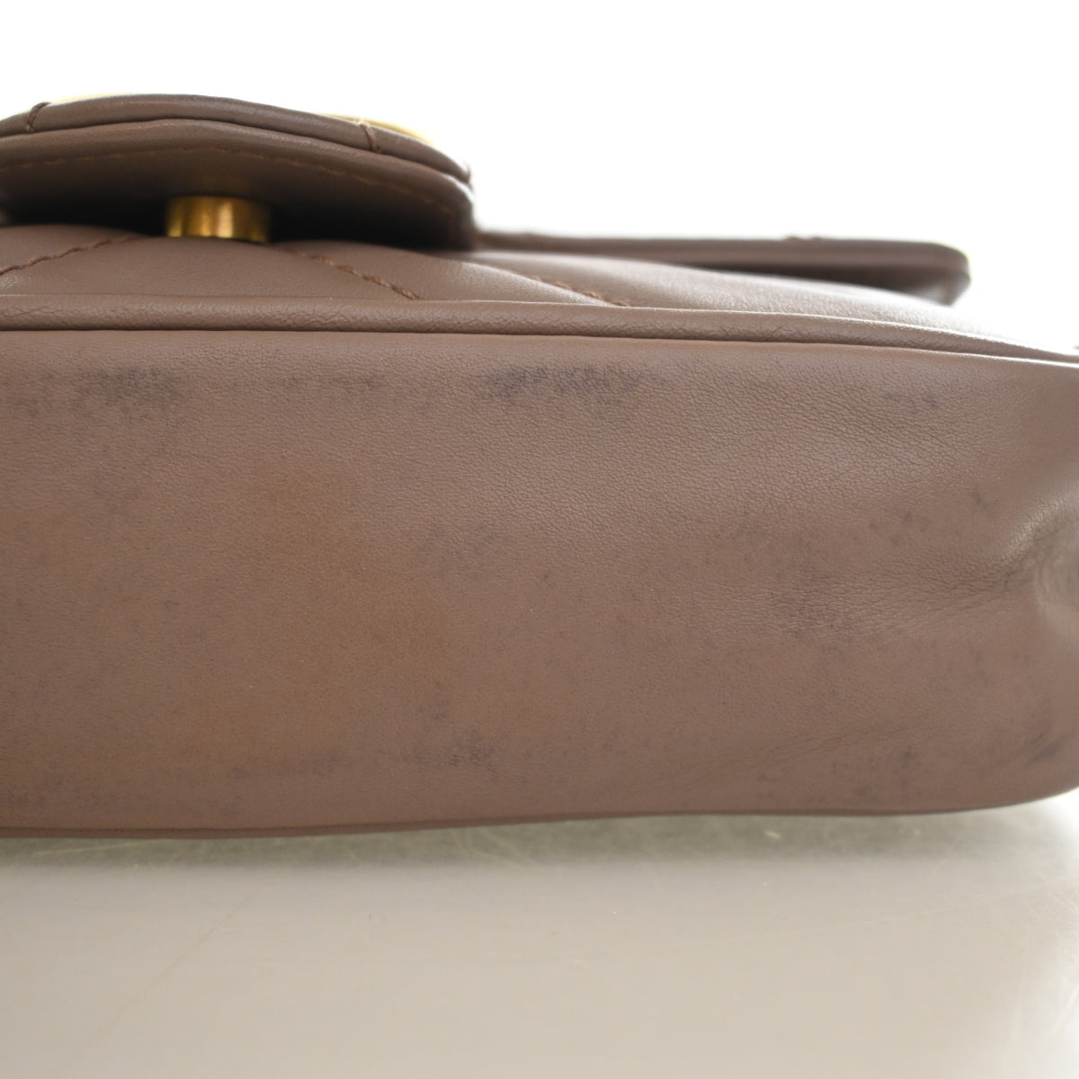 Pre-Owned Gucci Flap Bag Mini Calfskin Super Marmont, base and feet view, photo 14 of 16