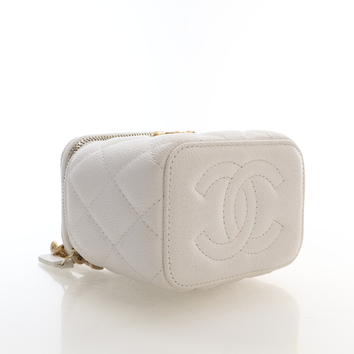 Pre-Owned Chanel Vanity Case Mini Caviar Leather Sweetheart Crush, side profile