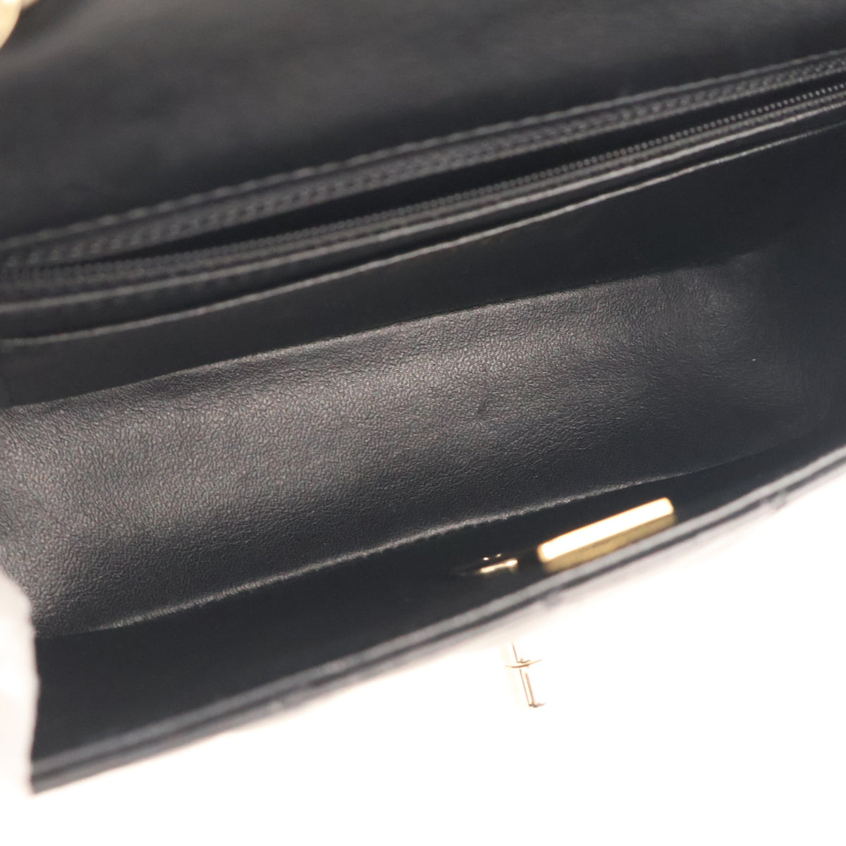 Pre-Owned Chanel Flap Bag Small Lambskin Classic Single, open interior with lining
