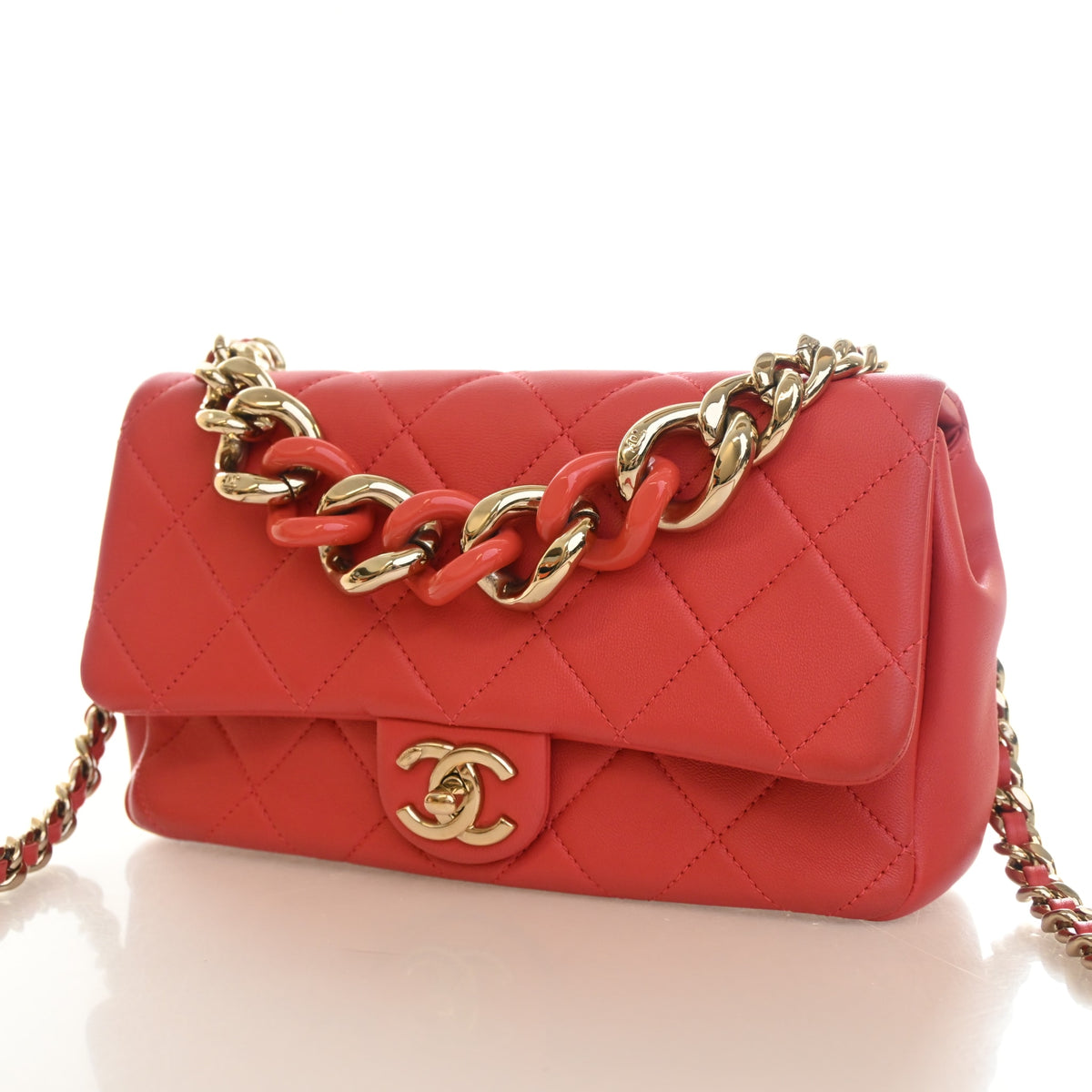 Pre-Owned Chanel Flap Bag Lambskin Elegant Chain, front view, photo 3 of 16