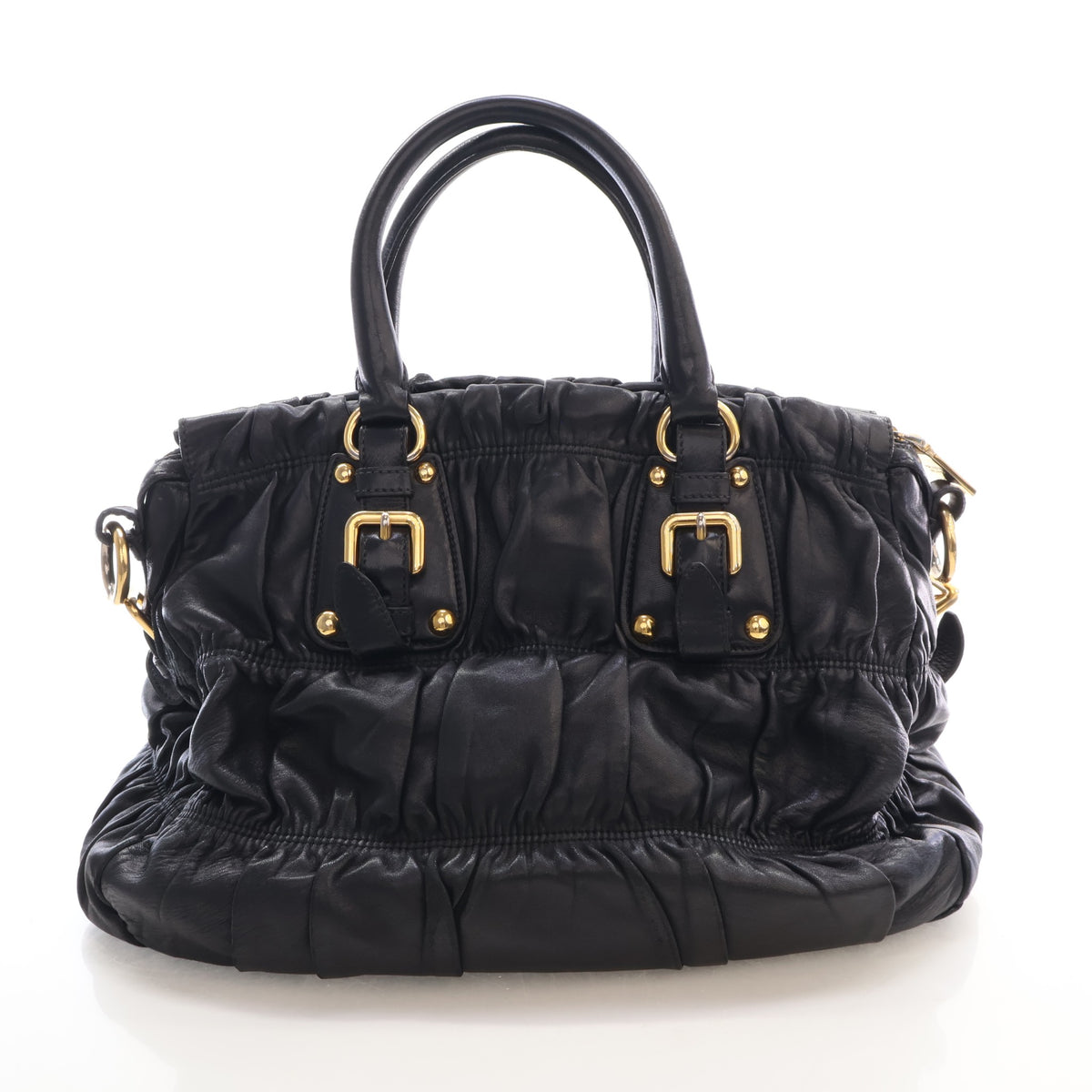 Pre-Owned Prada Shoulder Bag Medium Nappa Leather Gaufre, front view, photo 12 of 19