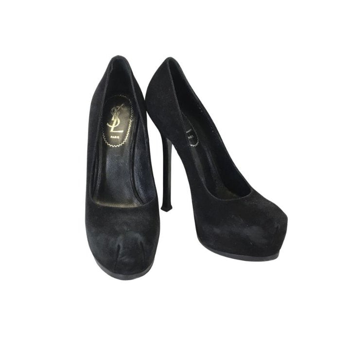 Saint Laurent Suede Tribtoo Heels Sz 37.5