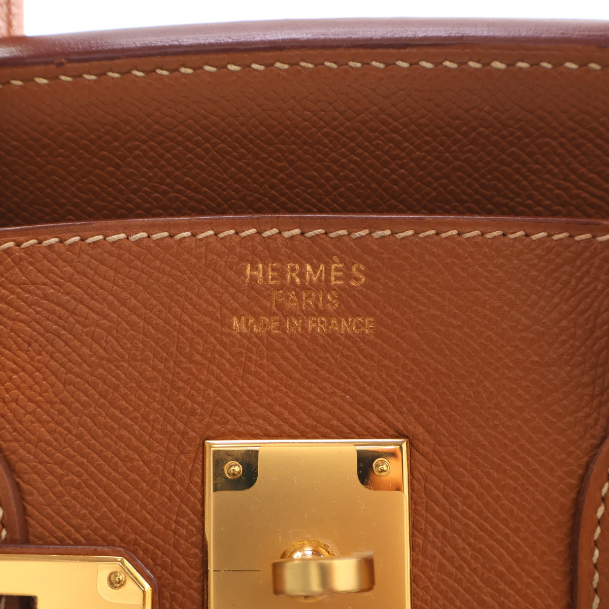 Vintage Hermès Birkin 35 Gold Epsom Leather, logo detail