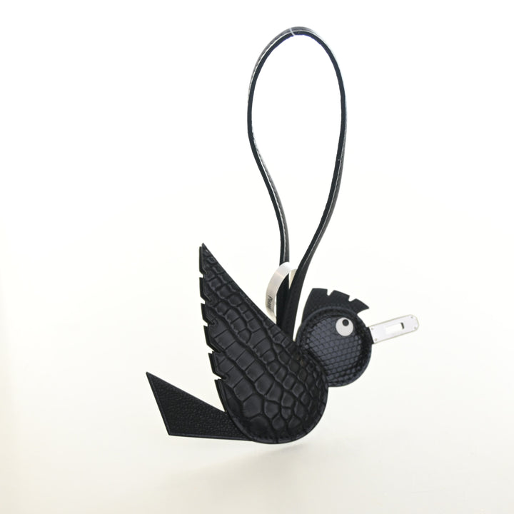 Hermes Black Alligator/Lizard Birdy Charm