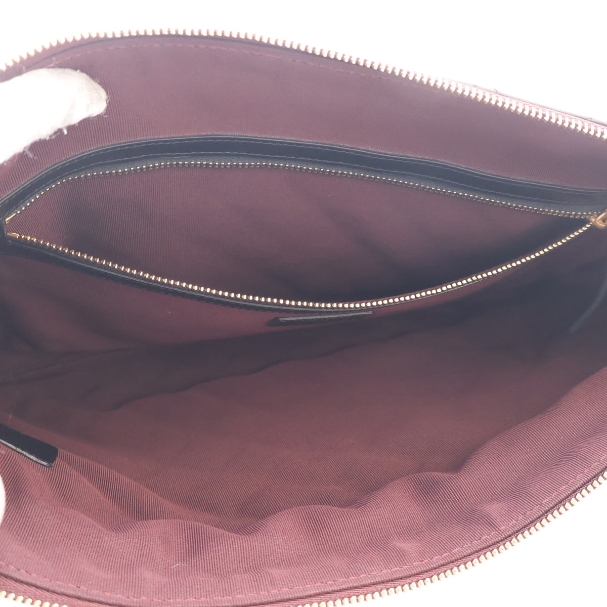 Pre-Owned Chanel Large Lambskin Pouch, open interior with lining