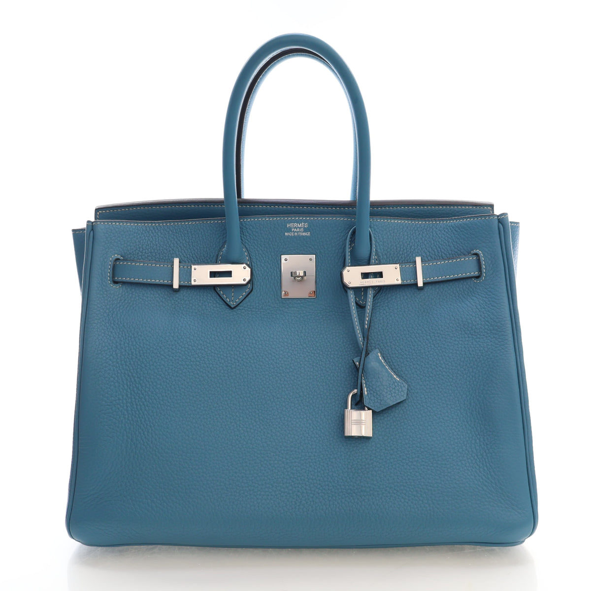 Pre-Owned Hermès Birkin 35 Blue Jean Togo Leather, front view