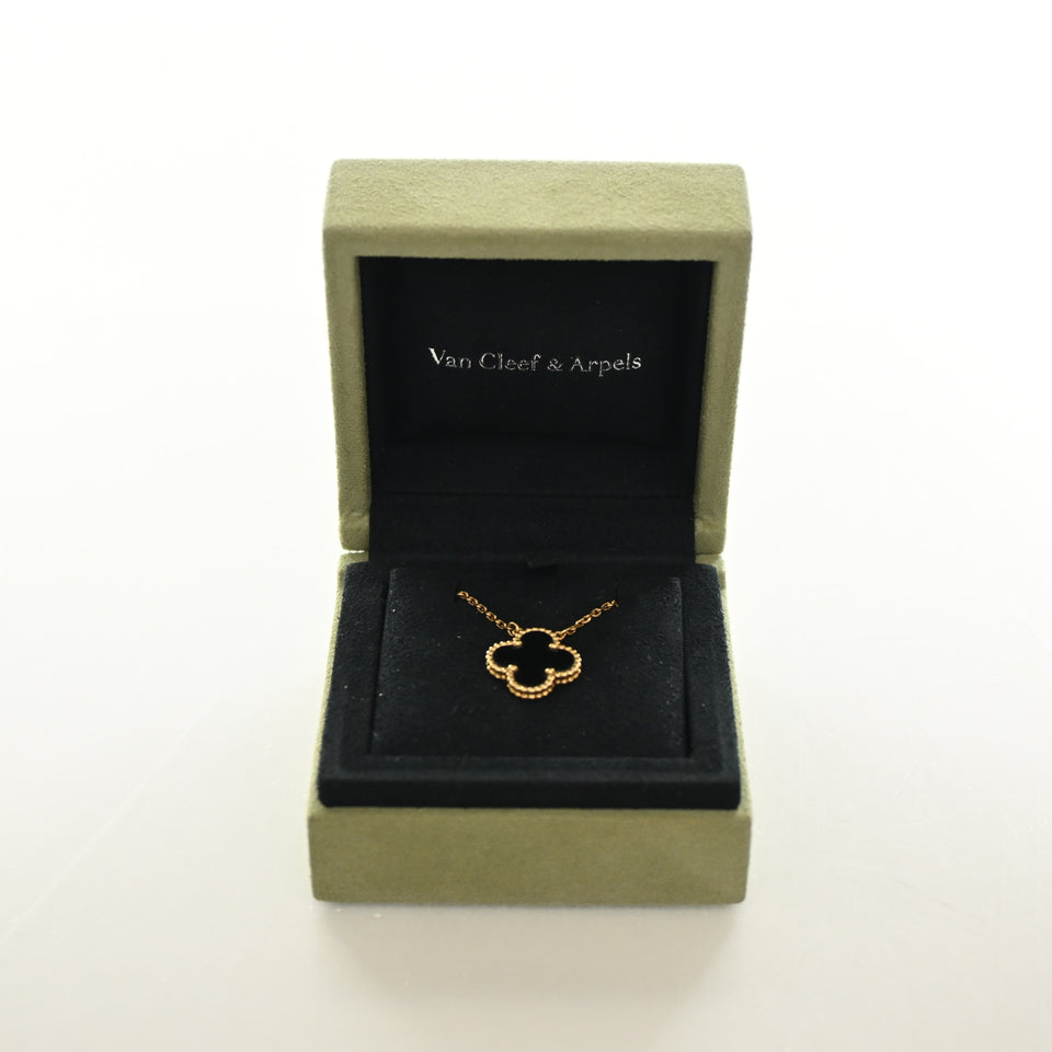 Van Cleef & Arpels Onyx Vintage Alhambra Pendant