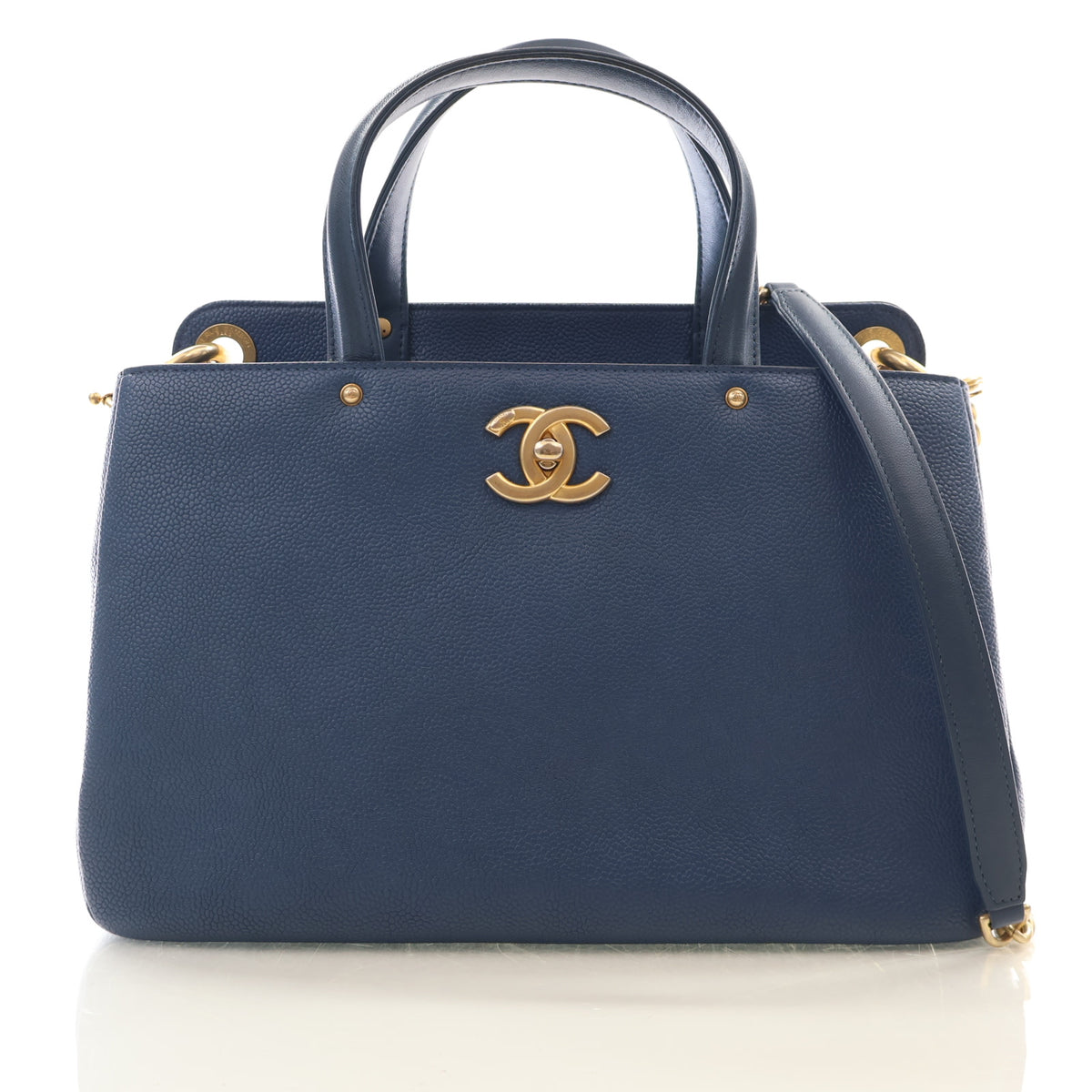 Pre-Owned Chanel Shopping Tote Caviar Leather, front view, authenticated at Luxe Du Jour